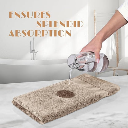White Classic Taupe Washcloths Set for Body and Face Towel, Cotton Wash Cloths Bulk 12 Pack, Spa Fingertip Wash Clothes 12x12 Inch, Soft Absorbent Gym Towels