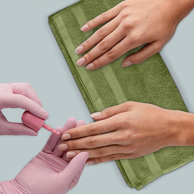 Avalon Towels Luxury Washcloths Value Pack of 12 – Premium Cotton, Soft & Absorbent Wash Cloths for Body and Face, Hotel and Spa Quality Wash Clothes, Quick Dry and Machine Washable (Moss)