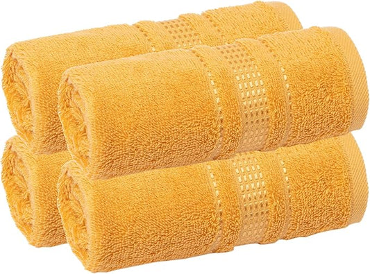 Melissa Linen, Fingertip Towels 4 Pack, 100% Turkish Cotton, Small Hand Towels for Body and Face, 12 x 18 in, Soft and Absorbent, Quick Dry, (Yellow Fingertip Towels)