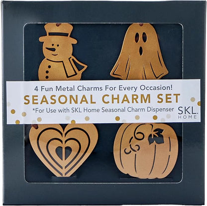 SKL Home Seasonal Charm Set, 4 Metal Holiday Attachments for Seasonal Soap/Lotion Dispenser, Warm Gold