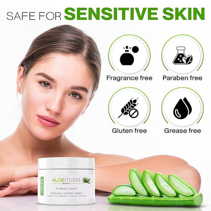 Organic Aloe Vera Lotion - Face & Body Moisturizing Cream with Natural Aloe Vera, Vitamin E Oil, Vitamin C, Retinol Cream, Shea Butter – Anti Aging Face Moisturizer for Women, Dry Skin (4 oz)