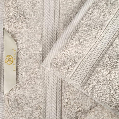 Superior Egyptian Cotton Pile 8 Piece Towel Set, Includes 2 Bath, 2 Hand, 4 Face Towels/Washcloths, Ultra Soft Luxury Towels, Thick Plush Essentials, Guest Bath, Spa, Hotel Bathroom, Stone