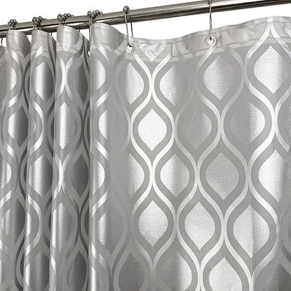 Plastic Shower Curtain Liner, Silver Striped Pattern, Waterproof Printed PEVA Shower Curtain with Design, Rustproof Grommets, Standard Size 70x72 Bathtub Curtain for Bathroom (Pack of 1)
