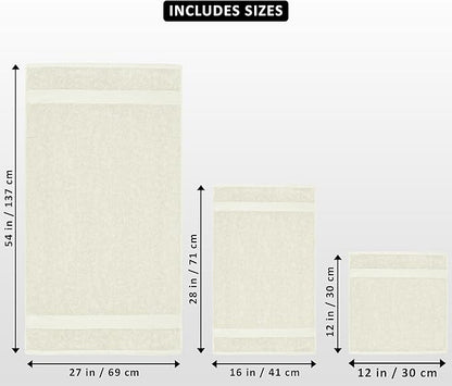 Utopia Towels 8 Piece Luxury Towel Set – Majestic Plush, Super Absorbent & Quicker-to-Dry, Thick 100% Ring Spun Cotton Towels for Bathroom, Spa & Hotel – 2 Bath, 2 Hand, 4 Washcloths, Ivory