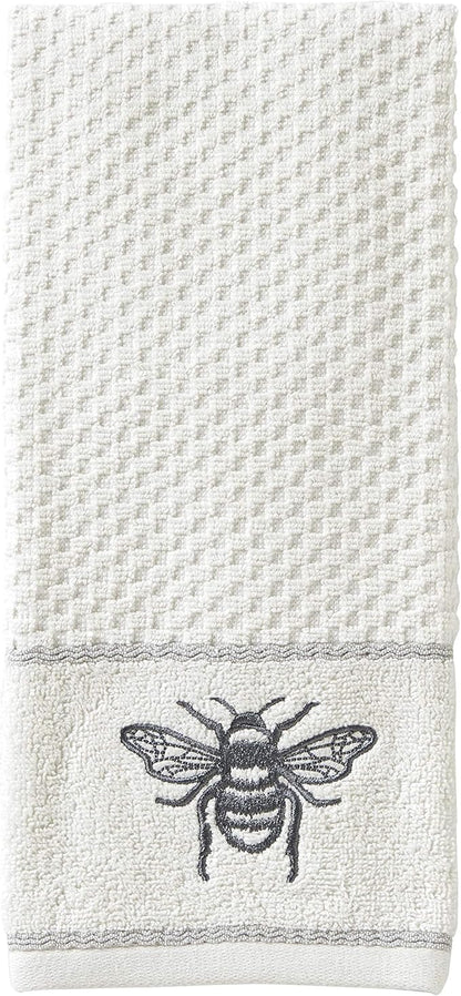 SKL Home Farmhouse Bee Hand Towel Set, White 16x25
