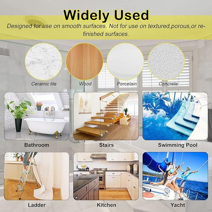 S&X Non Slip Bath Stickers,Gritty Textured Slip-Resistant Treads,0.75-Inch by 11-Inch,12 Strips Per Pack (Yellow)