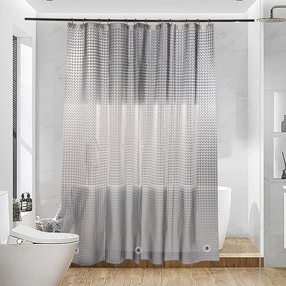 NTBAY EVA Semi-Transparent Clear Shower Curtain with Gray and White Gradient, Water-Repellent Liner with 3 Magnets for Bathroom, 72x72 Inches