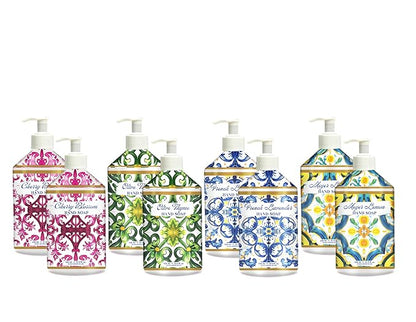 Home & Body Company Dolce Breeza Hand Soap 8 pack, 4 Scents - Cherry Blossom, Olive Thyme, French Lavender, Meyer Lemon, Pump Bottles, 21.5oz bottles