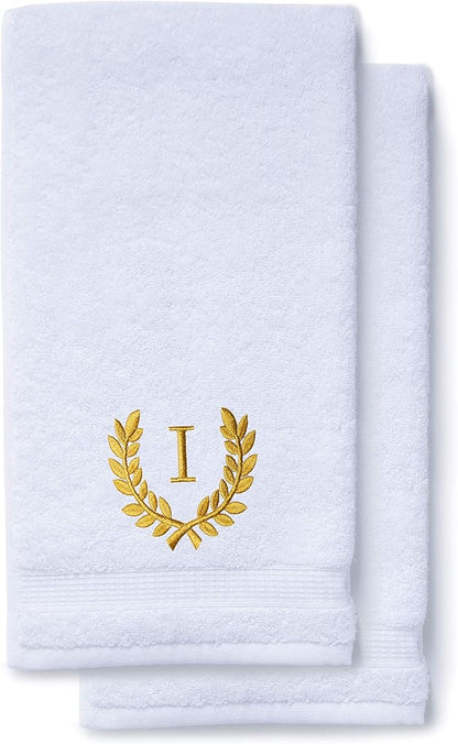 Decorative and Monogrammed Hand Towels for Bathroom Kitchen Makeup | Personalized Gift for Wedding-Bridal | Roman Font Custom Luxury Turkish Towel | Spa Collection, Oversized, 16 X 30 Inch, Set of 2