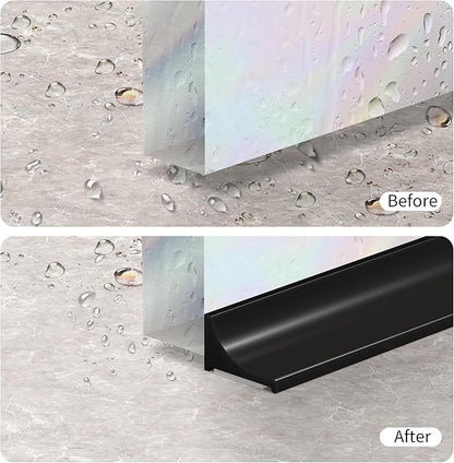 98Inch Shower Threshold Water Dam, Self-Adhesive Silicone Shower Barrier Water Stopper Shower Door Bottom Seal Strip Shower Splash Guard for Bathroom Kitchen Bathtub