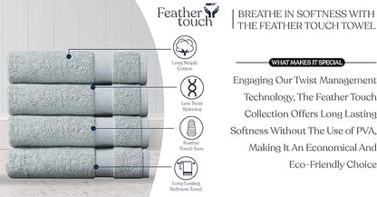 Delara Organic Cotton Luxuriously Plush Bath Towel Pack of 4 | GOTS & OEKO-TEX Certified | Premium Hotel Quality Towels | Feather Touch Technology|650 GSM Long Staple|Soft, Quick Dry & Ultra-Absorbent