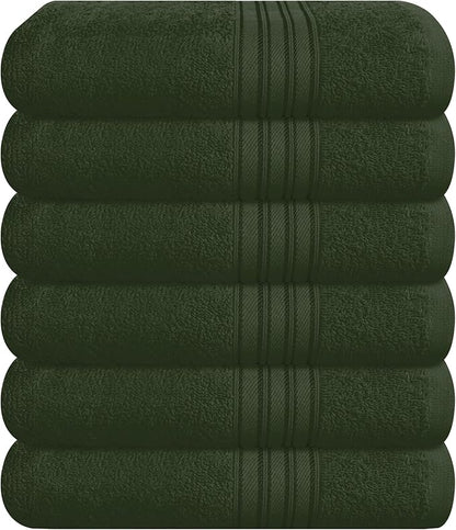 BOUTIQUO Ultra Soft Cotton 6 -Piece Hand Towel Set 16x24 Inch, Ideal for use in Bathroom, Kitchen, Gym, Spa & General Cleaning, Compact & Lightweight Multi Purpose Hand Towels - Olive Green