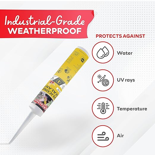 XFasten White Silicone Caulk 10.1 oz 100% Silicone Odorless Waterproof Sealant for RV Caulking Exterior, Aquarium, Bathtub & Bathroom Caulk, Window | Marine Outdoor Caulking Weatherproof