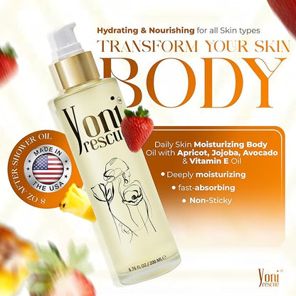 After Shower Body Oil for women | Daily Skin Moisturizer with Apricot, Jojoba, Avocado & Vitamin E Oil | Hydrating & Nourishing for all Skin types | Anti-Aging | 6.76 oz | Peach