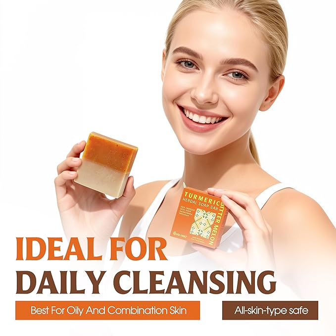 Turmeric & Bitter Melon 2-in-1 Luxurious Natural Soap Bar (4.2 oz) | Herbal Freshness & Gentle Refreshing Cleanse | Cold-Processed, Handmade in Vietnam