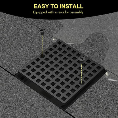 2PC 3-7/8" Matte Black Shower Drain Cover - Square Floor Drain Cover Replacement - Hair Catcher/Drain Strainer for Bathrooms, Showers, and Sinks - SUS304 Stainless Steel & CUPC Certified