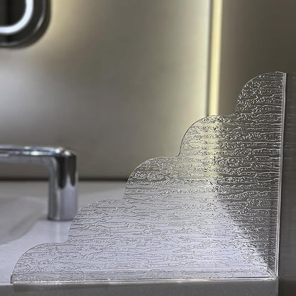 Large Shower Splash Guard, 2 Pack, 9.1 x 11.5 Inch, Waterproof Bathtub Corner Water Blocker with Silicone Base, Unique Acrylic Baffle for Bathroom, Kitchen Sink