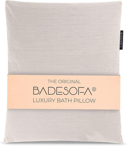 BADESOFA® Luxury Bathtub Pillow L - Large Bath Pillow for Therapeutic Neck and Back Support Quick-Drying - Full Body Bath Tub Cushion - Luxury Spa Cushion in Ivory Pearl