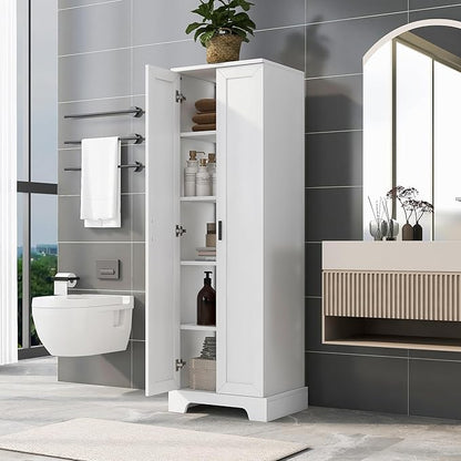 Favfurish 71" Tall Bathroom Storage Cabinet with Doors,Modern Linen Cabinets w/Adjustable Shelves & Anti-Tipping Device,Easy Assembly,Freestanding Organizer for Dining Room,Kitchen,Office,White