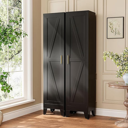 Narrow Bthroom Storage Cabinet Tall Metal Storage Cbinets with 4 Adjustable Shelves Freestanding 5 Tier Slim Pantry Cabinet for Kitchen Office Small Space