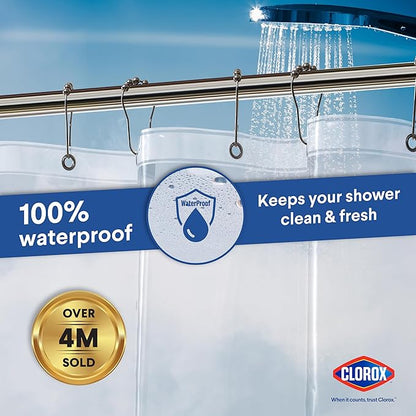 Clorox Shower Curtain Liner, Premium Heavyweight Durable Waterproof 8g PEVA for Bathroom with Weighted Magnets, Standard Size 72" x 72", Clear 1 Pack