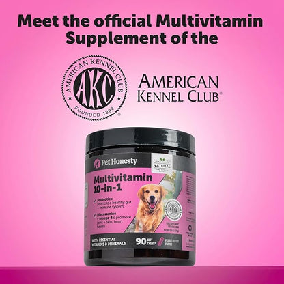 Multivitamin Dog Supplement, Glucosamine Chondroitin for Dogs, Probiotics, Omega Fish Oil, Dog Supplements & Vitamins, Vitamins for Skin and Coat Allergies (Chicken 90 ct)