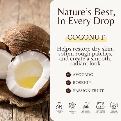 Tropical Coconut Massage Oil for Massage Therapy, Soothing Massage Oil with Coconut & Passion Fruit Oil for Muscle Relaxing, Skin Moisturizing & Hydrating, 2-Pack