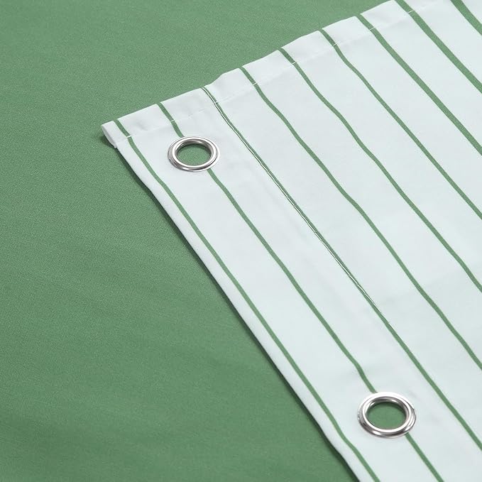 Green Shower Curtain 78 Inches Long, Sage Green and White Gradient Horizontal Stripe Waterproof Polyester Shower Curtains for Bathroom, 72x78 Inches