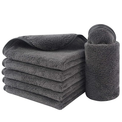 SINLAND Absorbent Coral Velvet Washcloth Ultra Soft Microfiber Face Towels 12 x 12 inch Multi-Purpose Face Cloths for Household and Sport