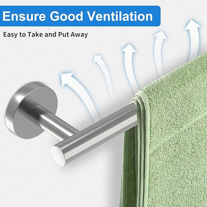 24 Inch Brushed Nickel Towel Bar for Bathroom Wall, SUS304 Stainless Steel Bathroom Towel Rack Wall Mounted, Total Length 26-Inch Shower Towel Holder Rod, Modern Home Decor