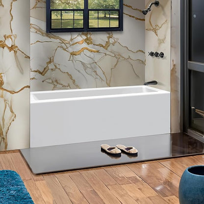 Fine Fixtures Acrylic, Fiberglass Alcove Soaking Bathtub with Integral Apron Front - Drain Included (48" x 32", Right Hand, White)