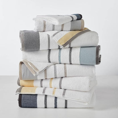 Great Bay Home Decorative Bath Towel Set - Luxury Cotton 6 Piece Towel Set - 2 Bath Towels, 2 Hand Towels, 2 Washcloths - Luxurious, Ultra-Soft, Durable Towels for Bathroom Decor (Eucalyptus/Grey)