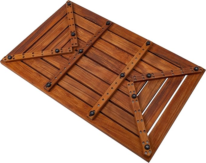 Nordic Style Premium Teak Shower and Bath Mat for Indoor and Outdoor Use - Non-Slip Wooden Platform for Spa, Sauna, Pool, Hot Tub - Flooring Decor and Protector (31.4" x 19.6", Oiled Finish)