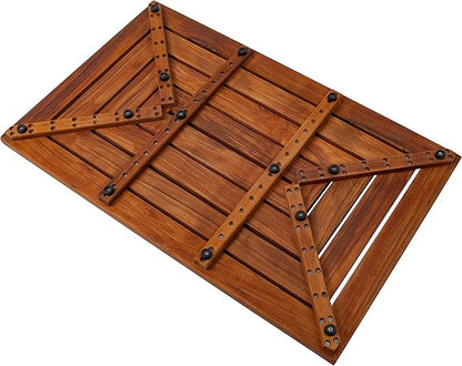 Nordic Style Premium Teak Shower and Bath Mat for Indoor and Outdoor Use - Non-Slip Wooden Platform for Spa, Sauna, Pool, Hot Tub - Flooring Decor and Protector (31.4" x 19.6", Oiled Finish)