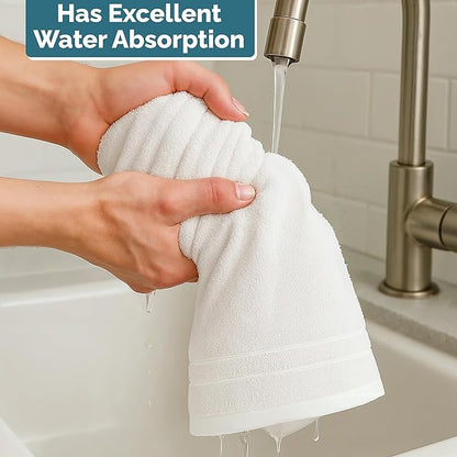 Casa Platino 4 Pack Hand Towels (16"x28") - Spa & Hotel Quality - 100% Cotton, Ring Spun - Quick Dry, Ultra Soft & Absorbent - Used for Salon, Gym, Bathroom, Face - Pre Shrunk - White Hand Towels Set