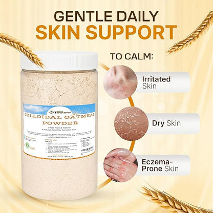 Dirty Treasures Colloidal Oatmeal Bath | Eczema & Itchy Skin Relief | Baby-Safe, 100% Natural, Fragrance-Free | 1 lb (16oz)