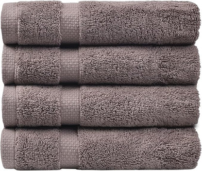 SOFE H&L | Olea Luxury Turkish Cotton Hand Towels Set of 4 Dark Gray | Premium, Soft, Durable, Absorbent | Hotel Quality Plush Towels and Thick Towel Sets