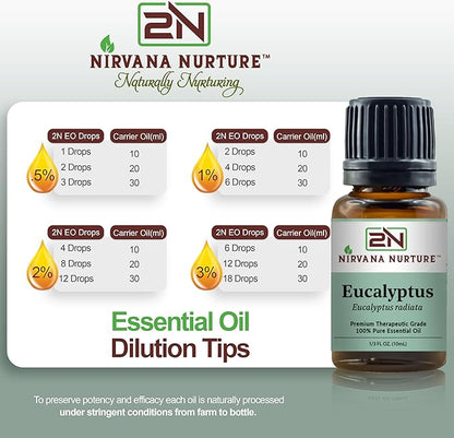 Eucalyptus Essential Oil 100% Pure Premium Therapeutic Grade, Undiluted - Aromatherapy Diffuser for Calm and Relaxation, Skin Care, Hair Care