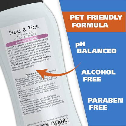 Wahl USA Flea & Tick Repelling Dog Shampoo – Defense Formula with Rosemary & Cedar Scent – 24 Oz - 820007T