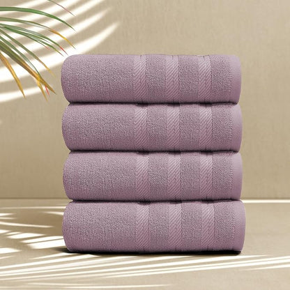 Hearth & Harbor Luxury Hand Towels - 100% Ring Spun Cotton Hand Towels for Bathroom, Shower, Spa, Soft & Absorbent Towels, 4 Piece Set, Dusty Purple