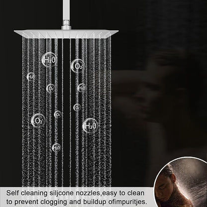 Shower System Brushed Nickel Shower Faucet Set, Digital Tempreature Display Shower Faucet with 12 inch Ceiling Mount and 8 inch Wall Mount Shower Head, with 6 PCS Body Jet, Handheld Spray