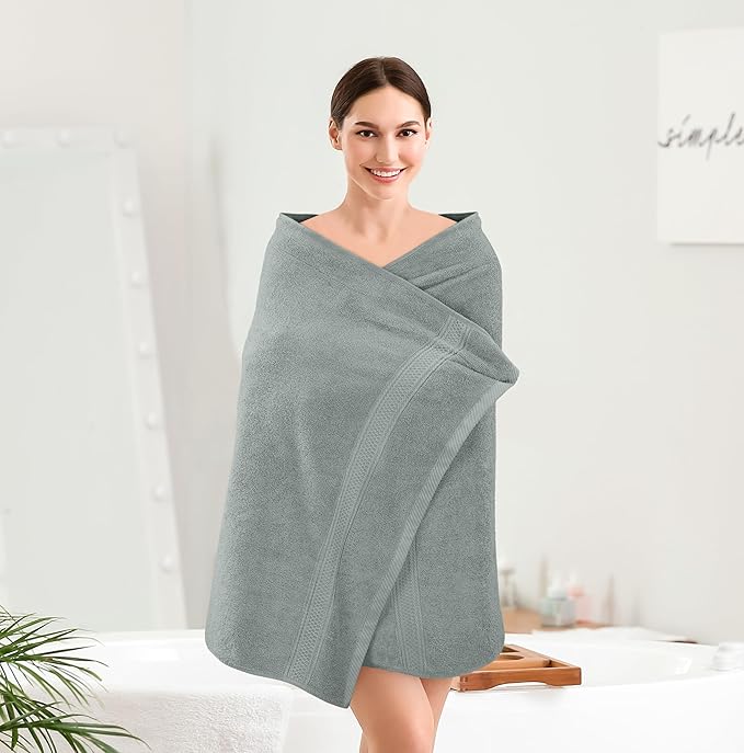 Utopia Towels 4 Pack Premium Bath Towels Set, 27 by 54 Inches, 100% Ring Spun Cotton 600GSM, Lightweight and Highly Absorbent Quick Drying Towels, Perfect for Daily Use, Cool Grey