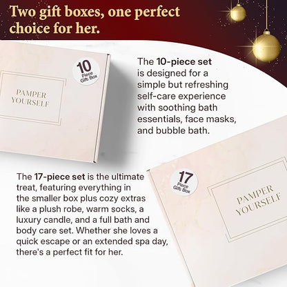 10-Piece Spa Gift Box for Women | Self-Care Set with Eye Mask, Loofa,Bath Bombs,Face Masks,Bubble Bath, Lotion, Body Wash & Bath Salt | Gift for Mom, Grandma, Wife, Bridesmaid or Loved Ones
