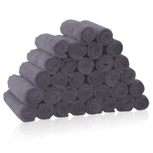 32 Pack Baby Washcloths - Luxury Coral Fleece - Extra Absorbent and Soft Wash Clothes for Newborns, Infants and Toddlers - Suitable for Sensitive Skin and New Born - Baby Shower - Grey, 10x10 Inch