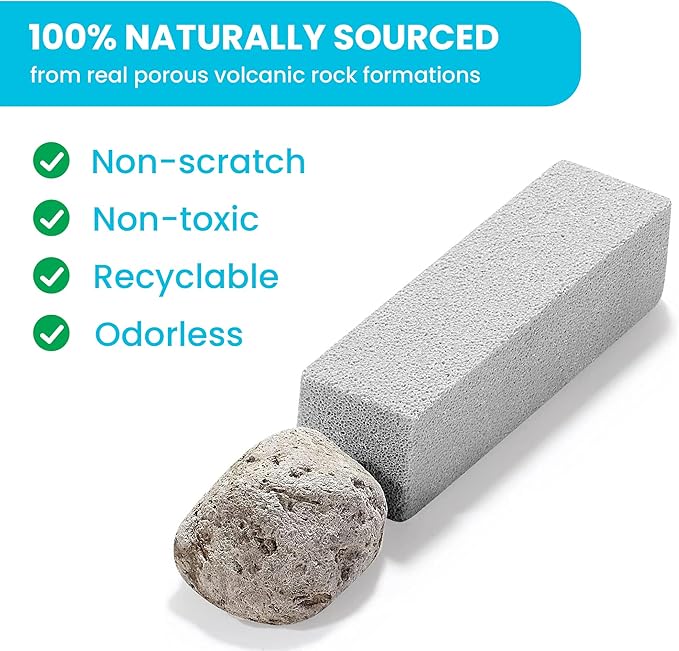 Simple Life Pumice Stone Toilet Bowl Cleaner | Long Handle & Eco-friendly Screw-on Pumice Stones | Scouring Stick for Toilet Cleaning, Stain Removal on Toilets, Grills, Tiles, Grout & Pools | 3 Pack