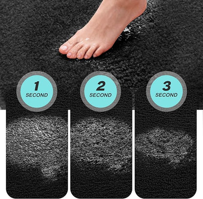 Kmson Bathroom Rugs Mat, 36"x24" Ultra Soft Washable Shaggy Chenille Bath Rugs, Non-Slip Fluffy Thick Water Absorbent Microfiber Mat for Bathtub, Sink and Shower, Black