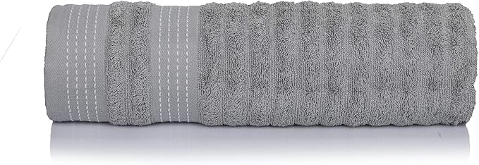 CASA COPENHAGEN Elegance 6 Pieces Towel Set- Grey Violet + White, 550 GSM 2 Bath Towel 2 Hand Towel 2 Washcloth, Designed in Denmark Made of Soft Egyptian Cotton for Bathroom, Kitchen and Shower