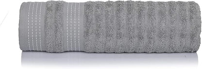 CASA COPENHAGEN Elegance 6 Pieces Towel Set- Grey Violet + White, 550 GSM 2 Bath Towel 2 Hand Towel 2 Washcloth, Designed in Denmark Made of Soft Egyptian Cotton for Bathroom, Kitchen and Shower