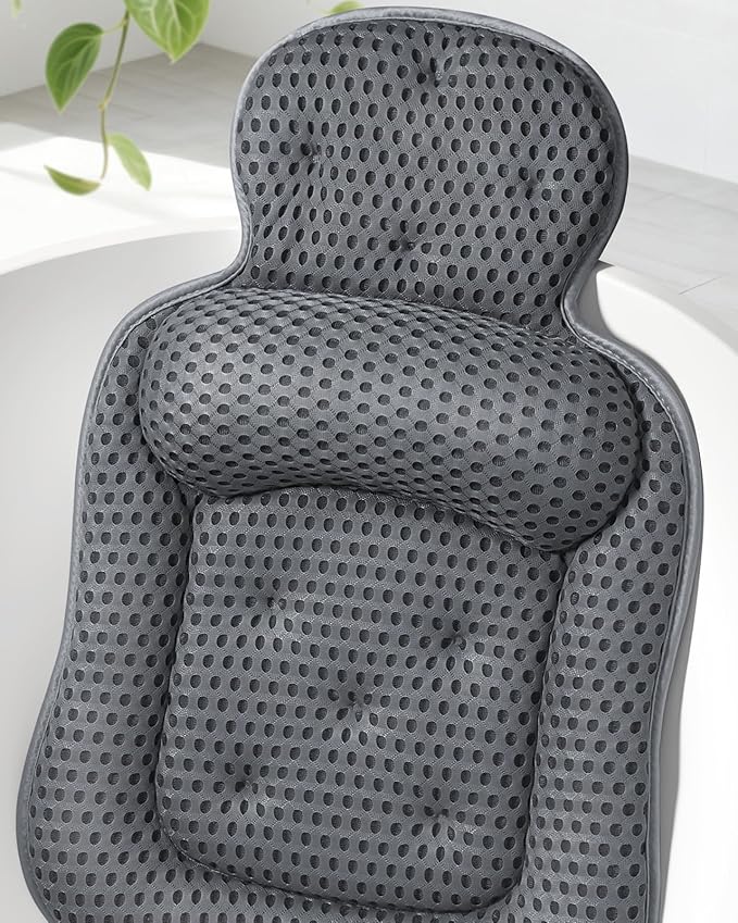 Bath Pillows for Tub, Extra Large Bathtub Cushion for Head and Neck with Soft 5D Mesh Fabric and 54 Non-Slip Suction Cups, Relaxing Tub Shower Accessories Spa Gifts