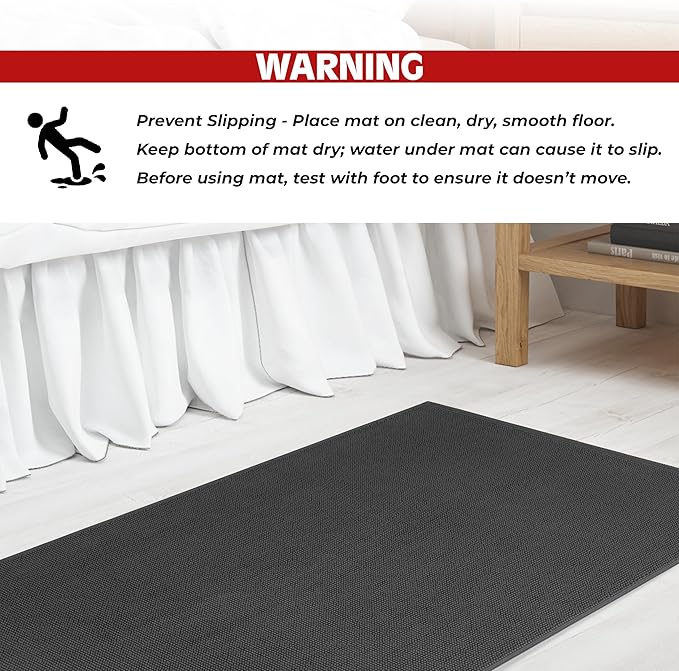 Cotton Paradise 100% Cotton Non Slip Bath Mats for Bathroom, 17x24 inch Soft Absorbent Quick Dry Machine Washable Floor Bath Mat, Dark Gray
